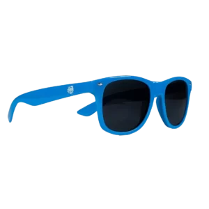 lunettes de soleil chibre bleu de couleur bleu, avec le logo sur le coté
