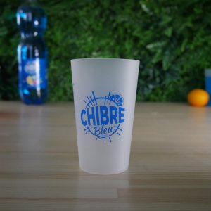 Verre transparent eco cup Chibre Bleu